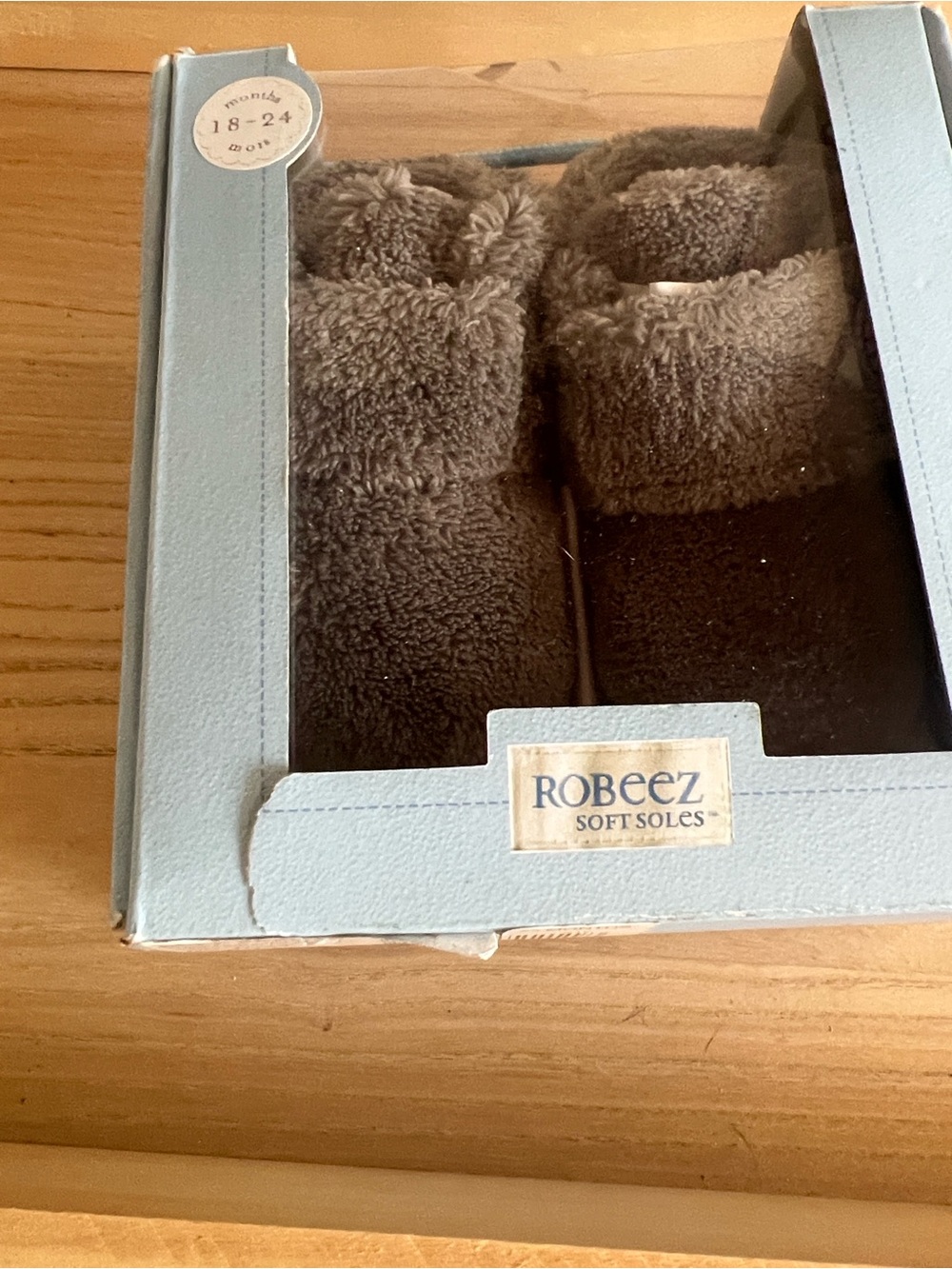Robeez Plush Fold-Over Baby Booties in Brown